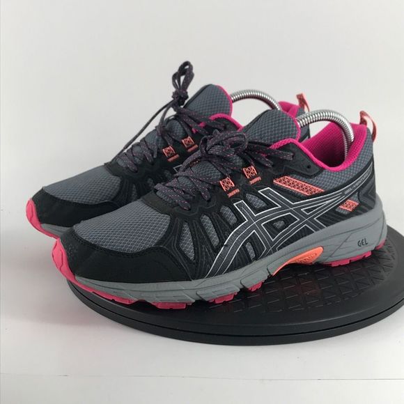 Asics Gel-Venture 7 Gray/Black Trail Running Shoes 1012A476 Women’s Size 9.5 - Picture 1 of 11